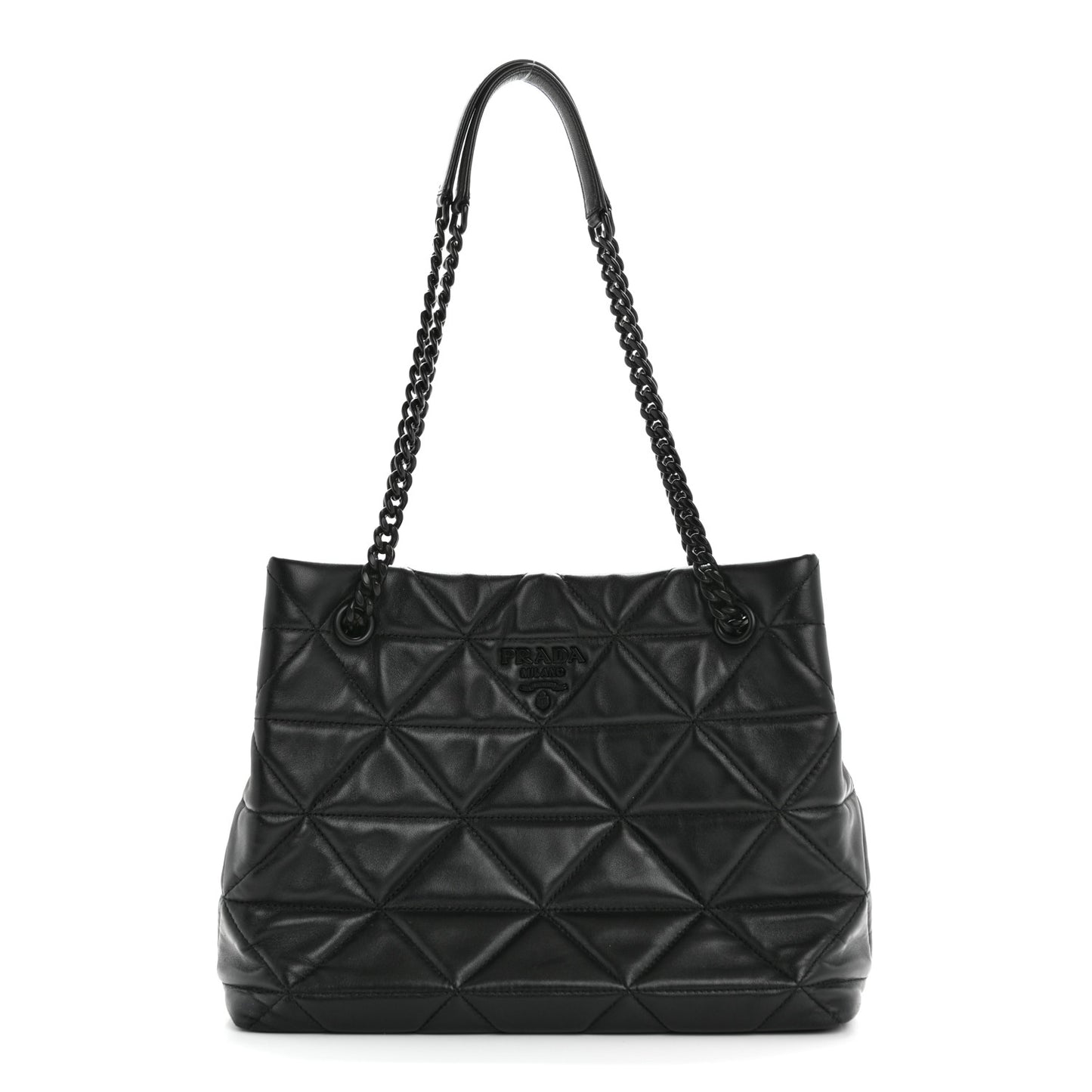 Nappa Quilted Monochrome Chain Tote Bag Black