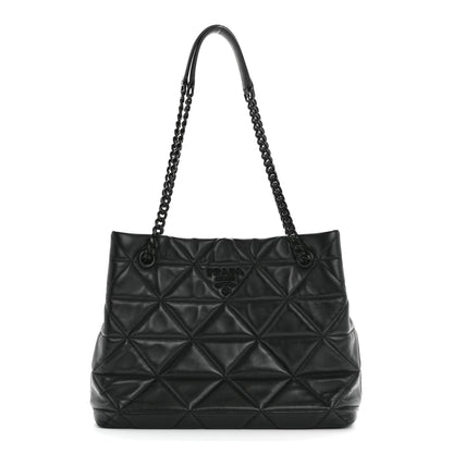 Prada Nappa Quilted Monochrome Chain Tote Bag Black 1 of 13