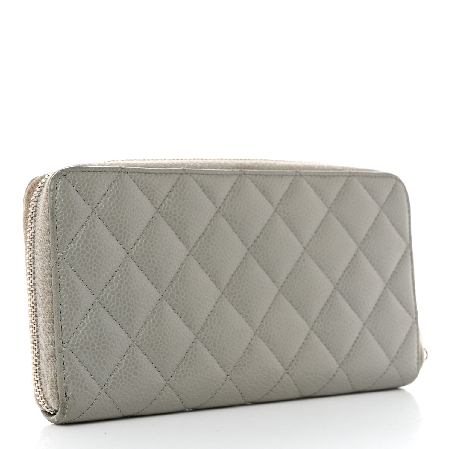 Chanel Caviar Quilted Large Gusset Zip Around Wallet Grey 3 of 12