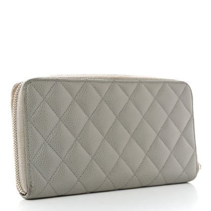 Chanel Caviar Quilted Large Gusset Zip Around Wallet Grey 3 of 12