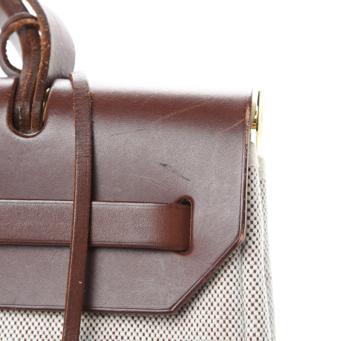 Toile Vache Calfskin Herbag 30 PM Natural Havane