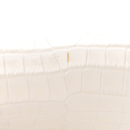 Alexander McQueen Calfskin Crocodile Embossed Skull Mini Crossbody Bag White 11 of 14