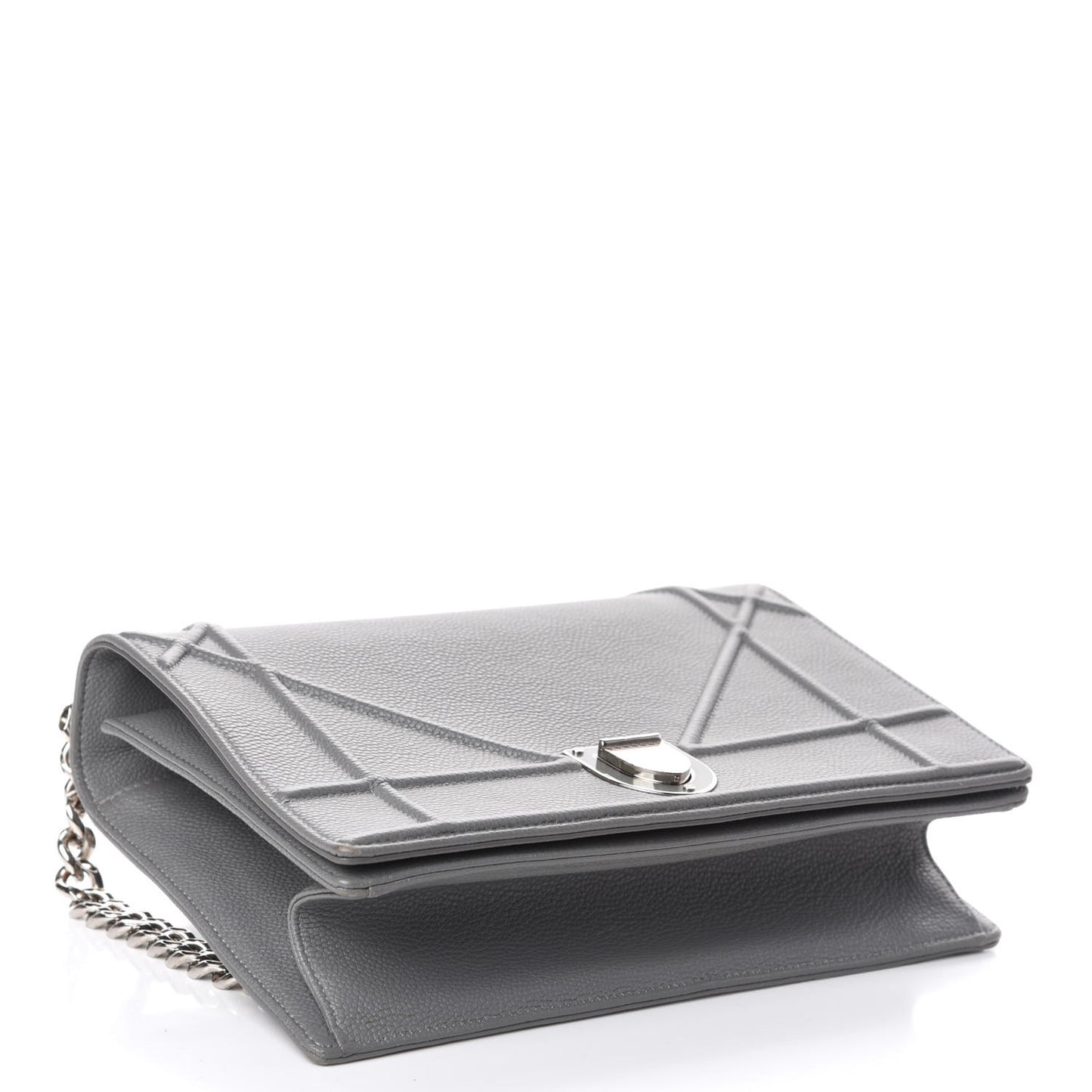 Grained Calfskin Medium Diorama Flap Bag Gris