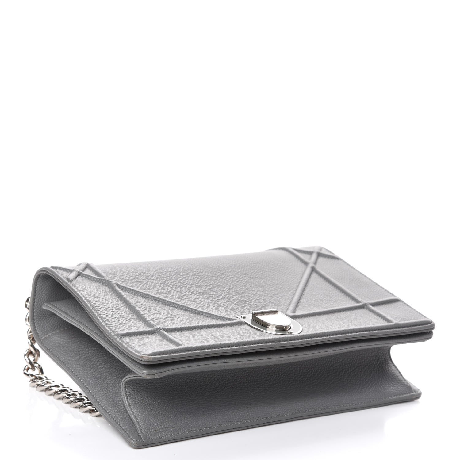 Christian Dior Grained Calfskin Medium Diorama Flap Bag Gris 4 of 9