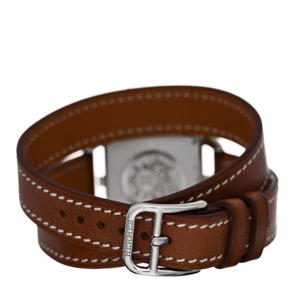 Hermes Stainless Steel Barenia 26mm Cape Cod Tonneau Double Tour Quartz Watch Fauve 3 of 5