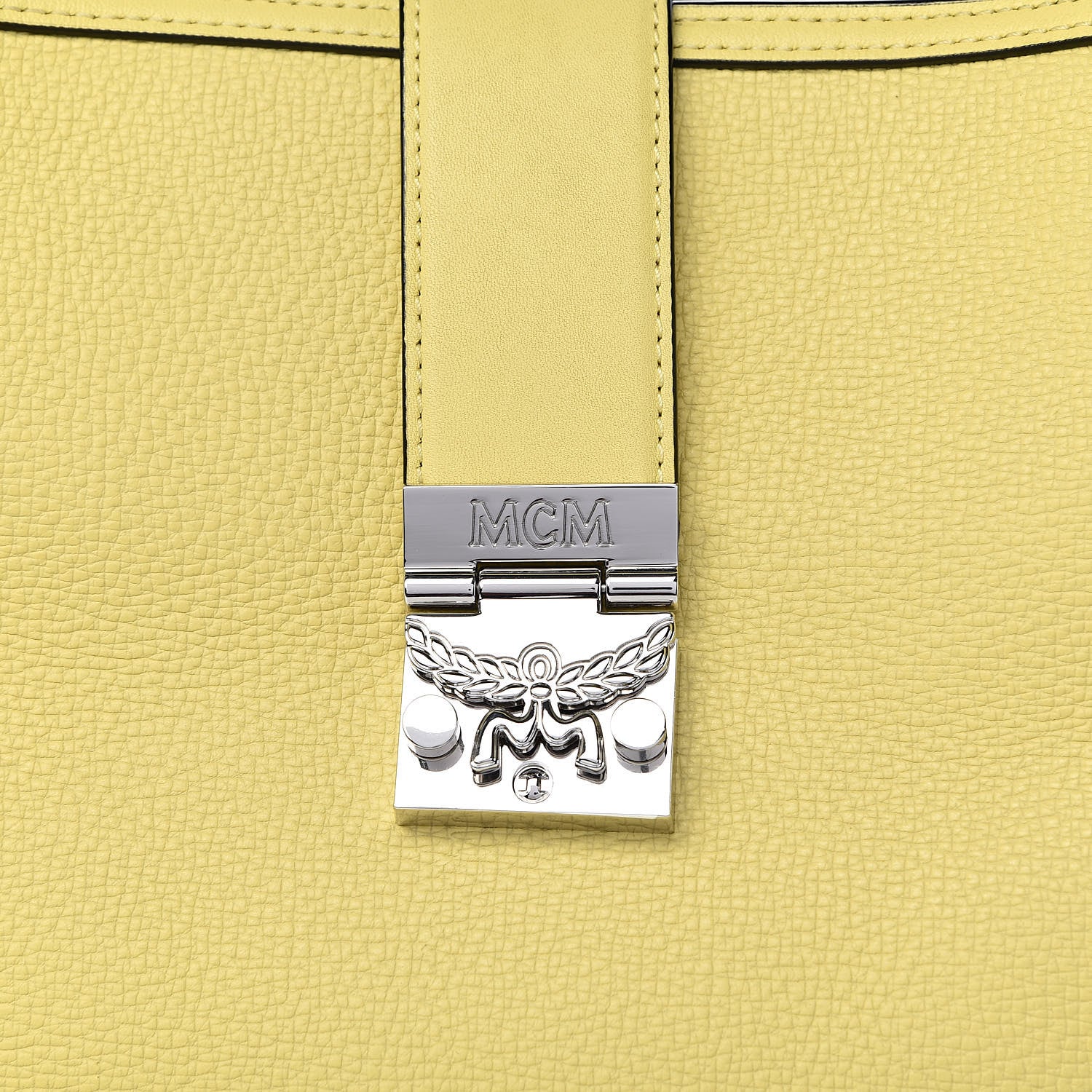 MCM Grained Calfskin Crossbody Hobo Yellow 9 of 9