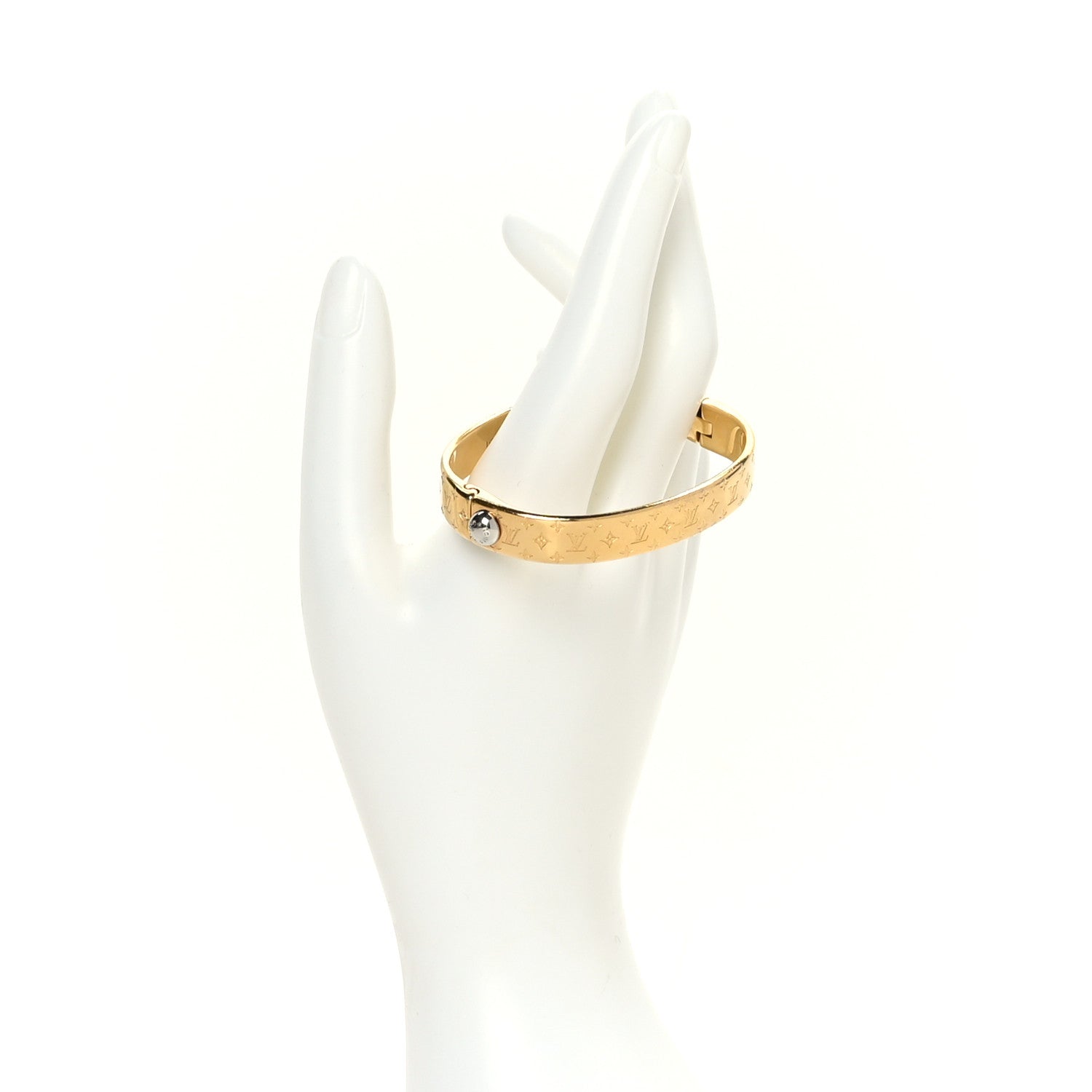 Louis Vuitton Brass Monogram Nanogram Cuff S Gold 2 of 5