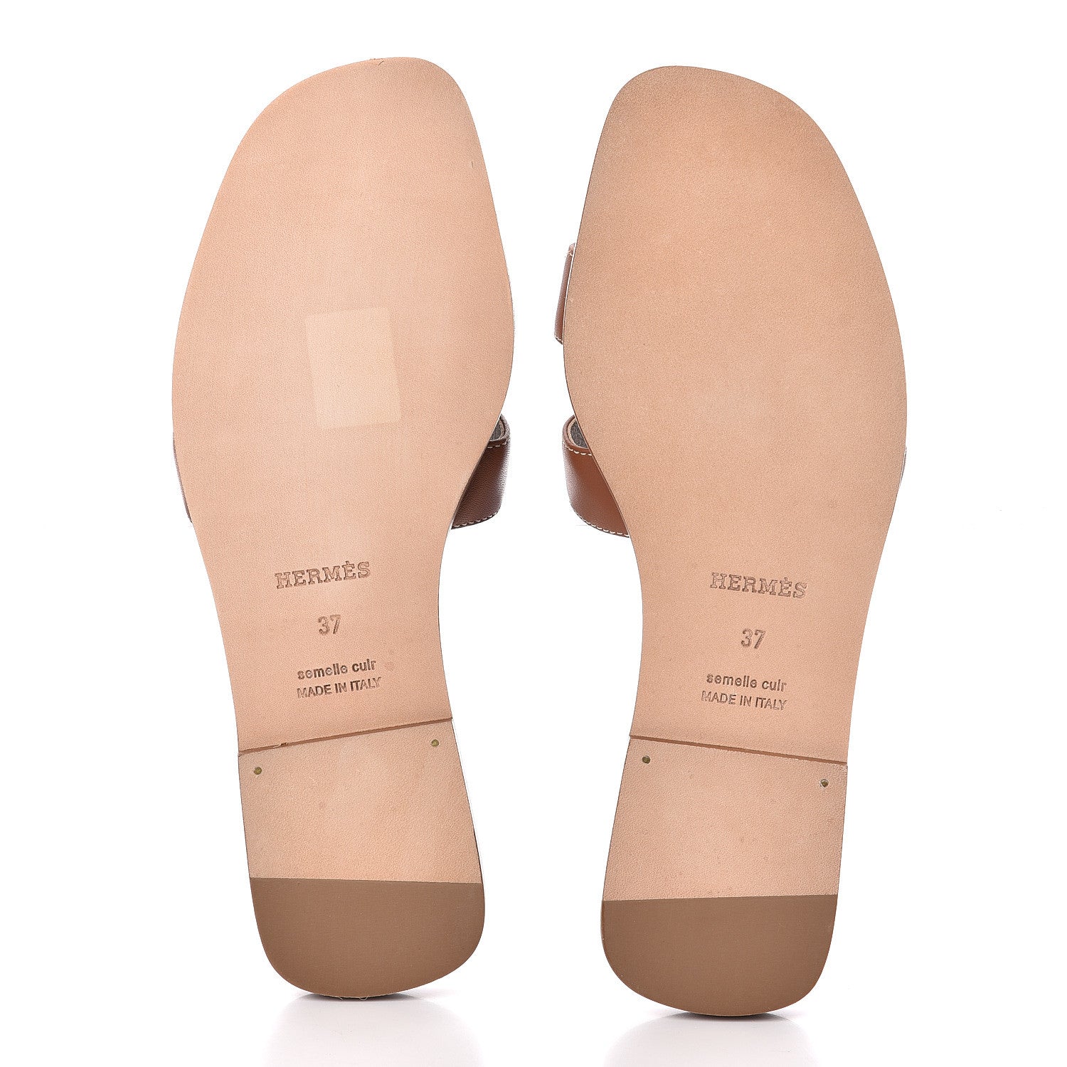 Hermes Box Calfskin Oran Sandals 37 Gold 5 of 7