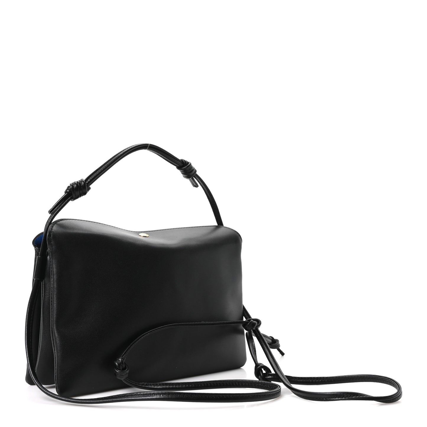 Smooth Lambskin Trio Flap Crossbody Bag Black