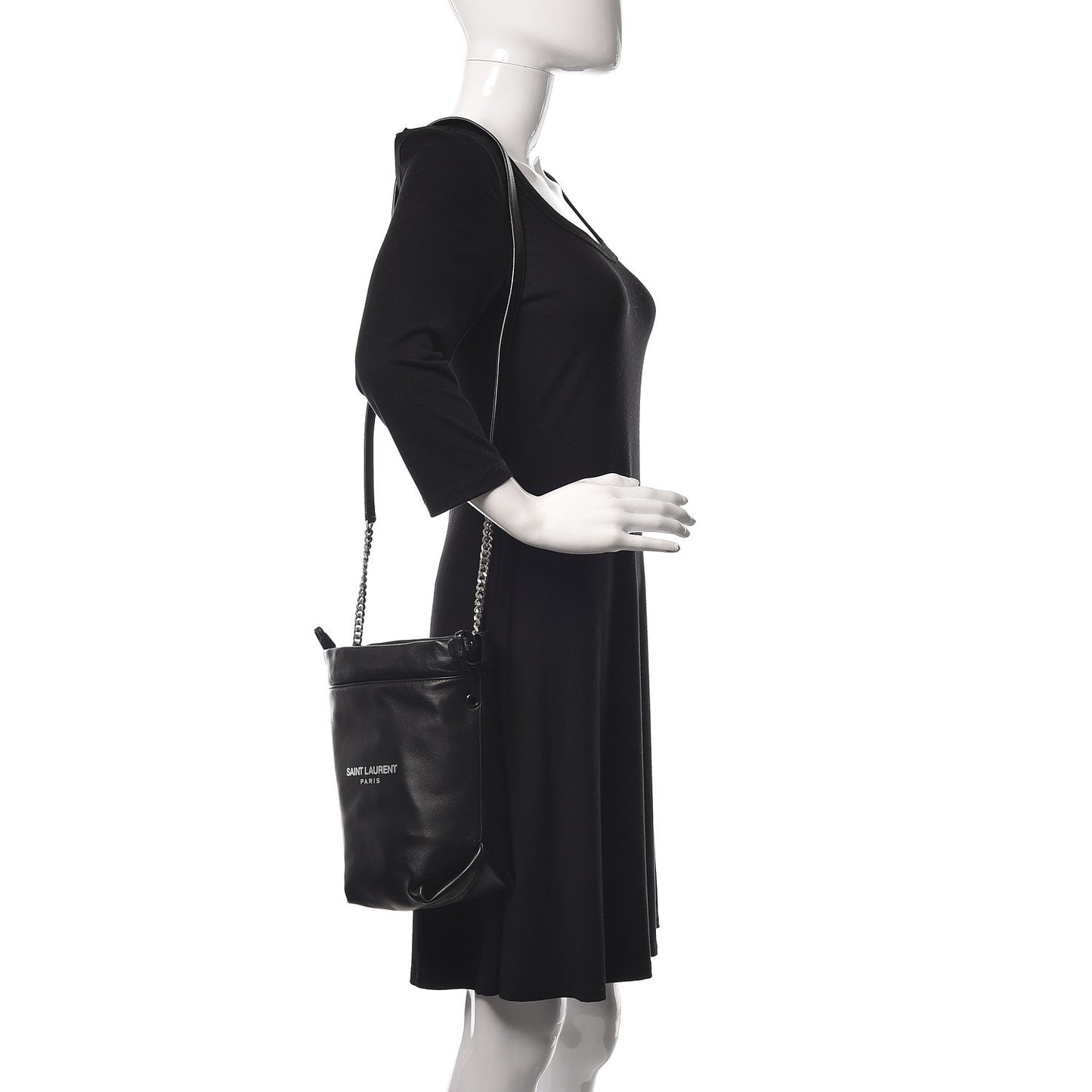 Lambskin Small Teddy Bucket Bag Black