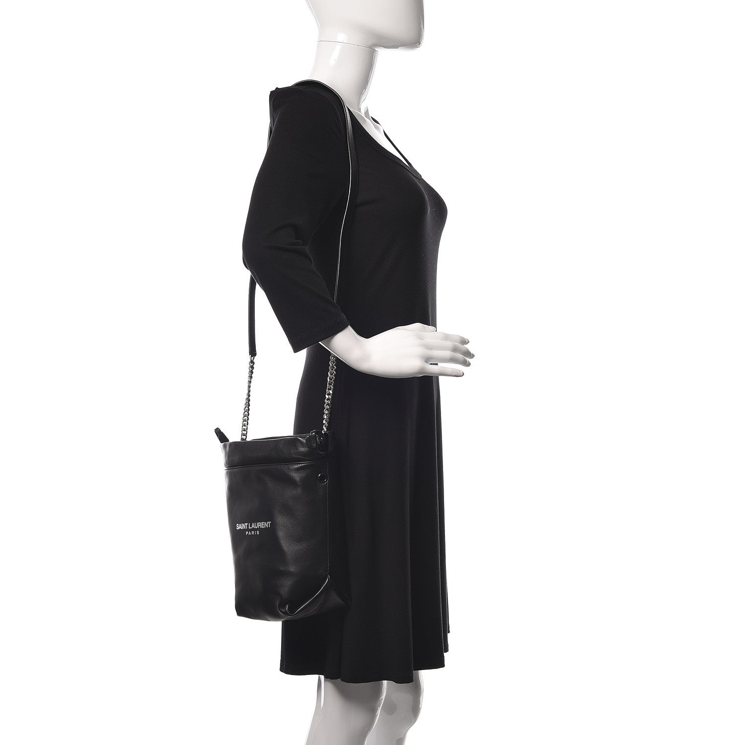 Saint Laurent Lambskin Small Teddy Bucket Bag Black 2 of 11