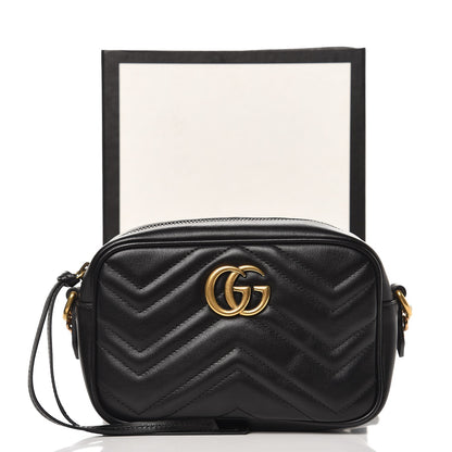 Gucci Calfskin Matelasse Mini GG Marmont Chain Shoulder Bag Black 8 of 8