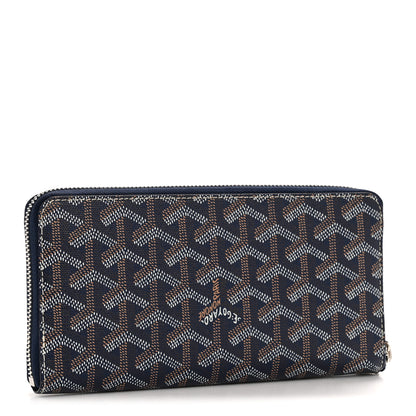 Goyard Goyardine Matignon Zip Around GM Wallet Navy 3 of 8