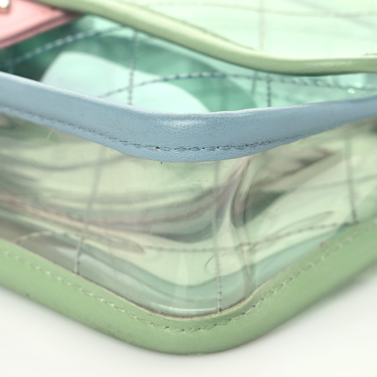 Lambskin PVC Quilted Mini Coco Splash Flap Blue Green