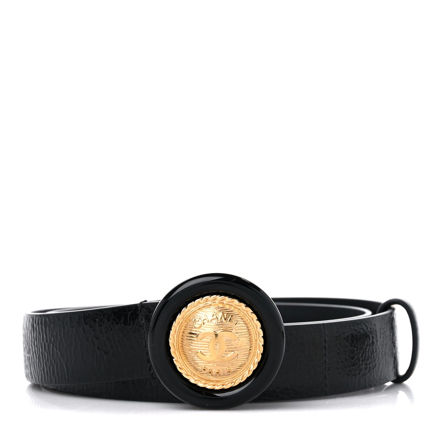 Chanel Glazed Calfskin CC Medallion Belt 80 32 Black 1 of 4