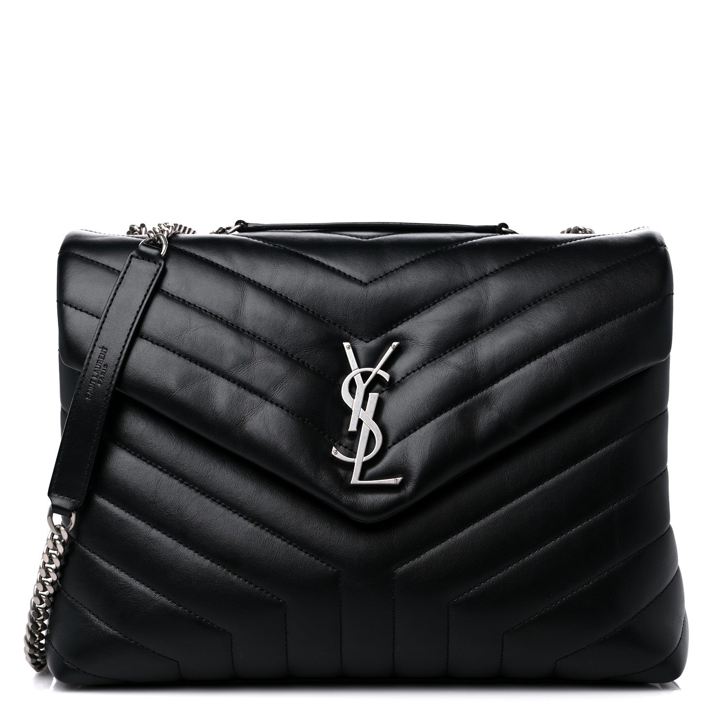 Saint Laurent Calfskin Y Quilted Monogram Medium Loulou Chain Satchel Black 1 of 9