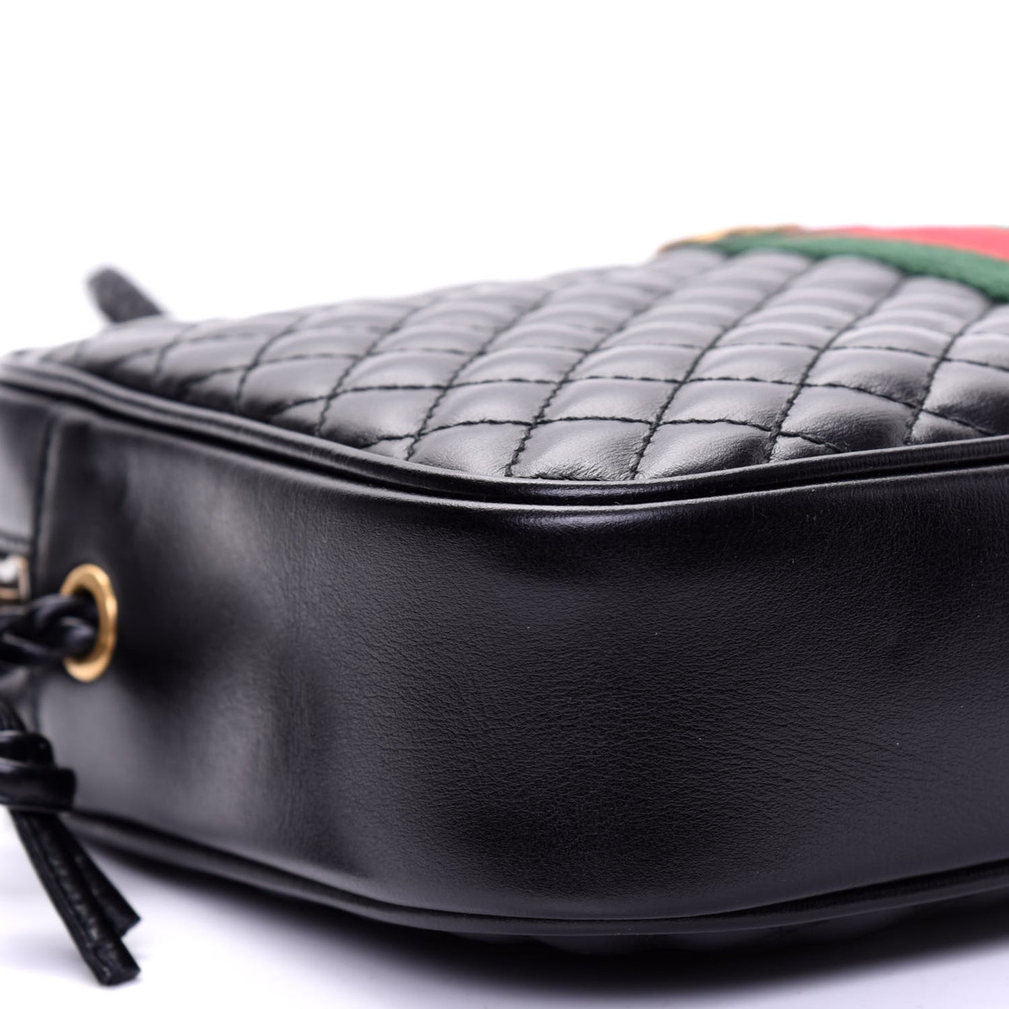 Calfskin Web Trapuntata Small GG Shoulder Bag Black