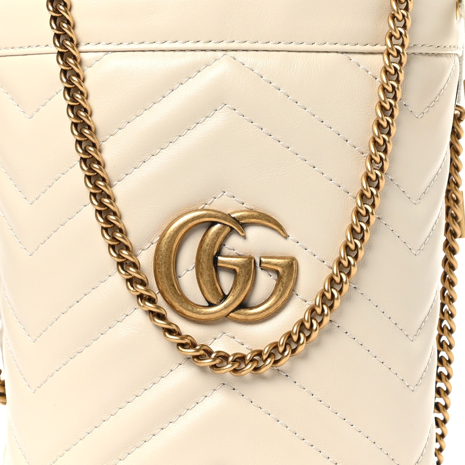 Gucci Calfskin Matelasse Mini GG Marmont 2.0 Bucket Bag White 8 of 11
