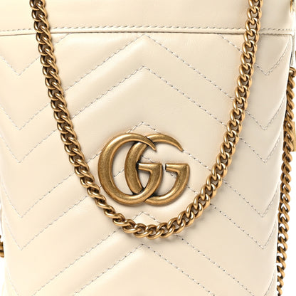 Gucci Calfskin Matelasse Mini GG Marmont 2.0 Bucket Bag White 8 of 11