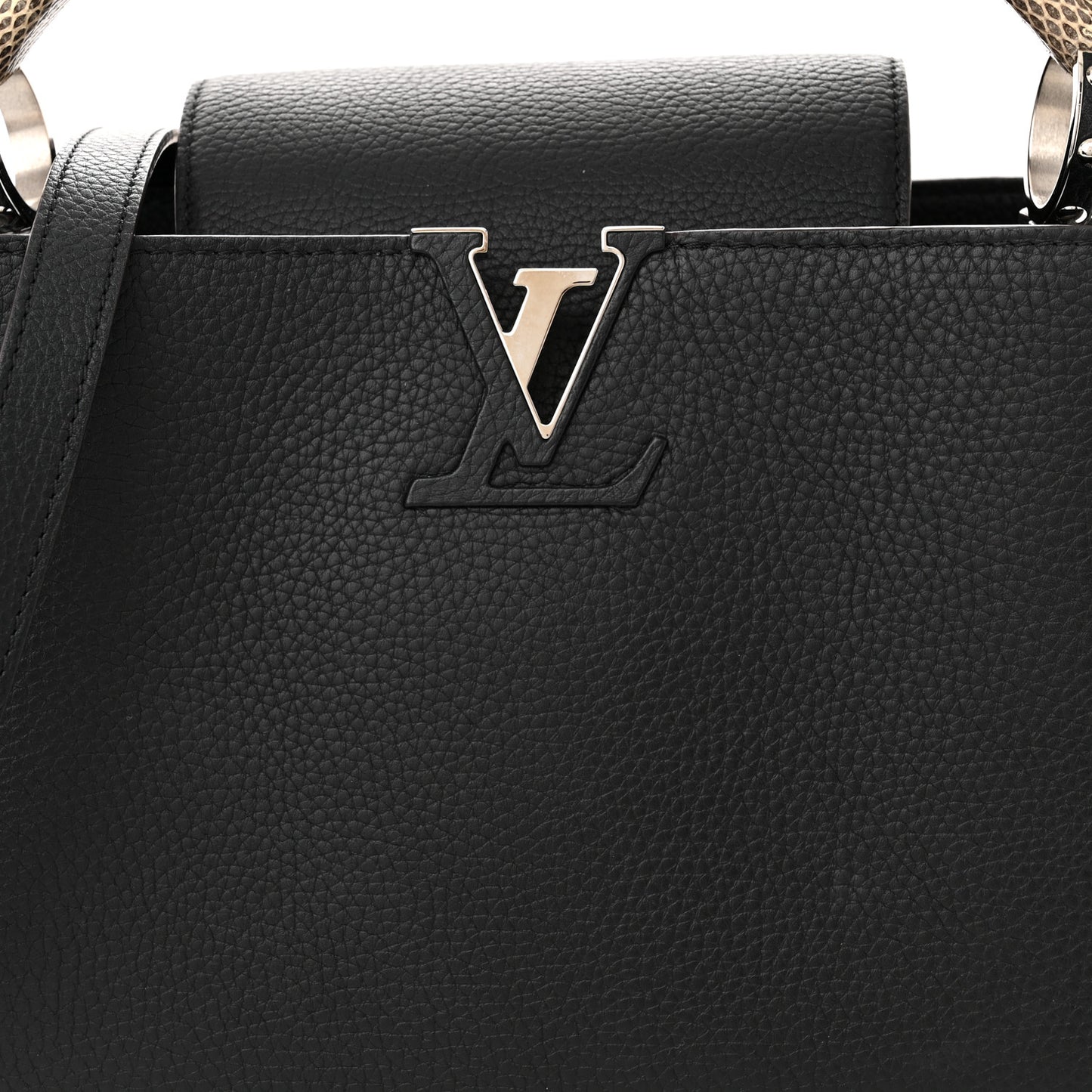 Taurillon Snakeskin Capucines PM Black