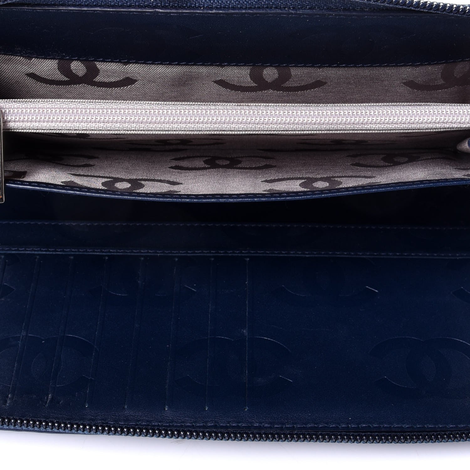 Chanel Calfskin Cambon Zip Around Organizer Wallet Navy 5 of 6