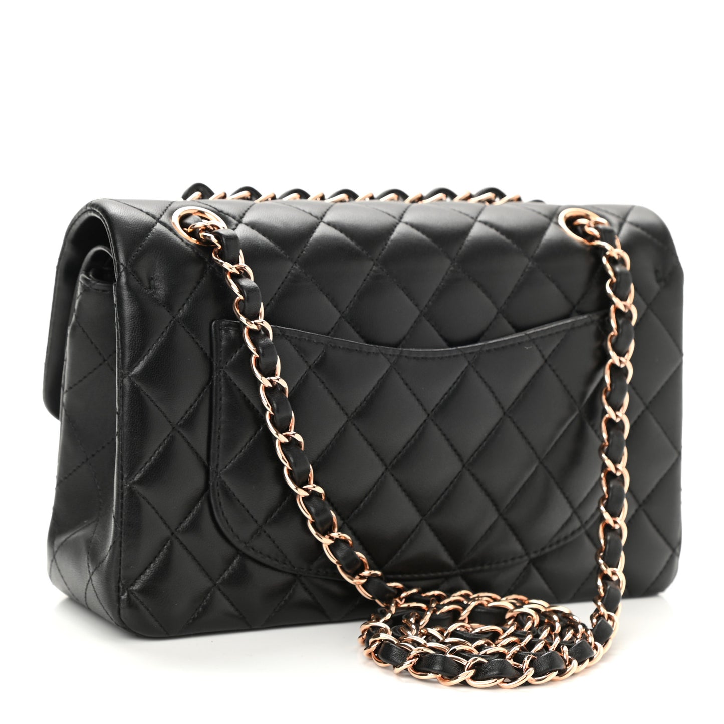 Lambskin Quilted Small Double Flap Black
