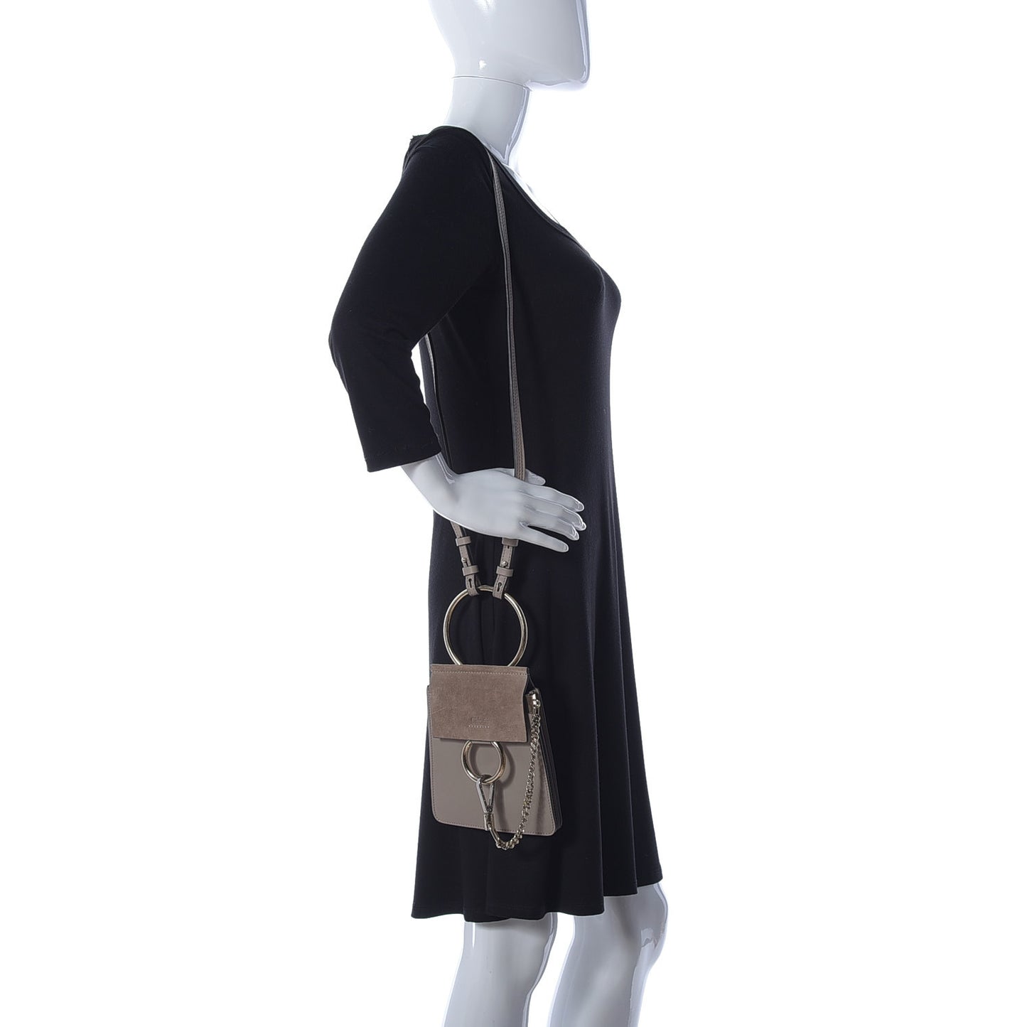 Suede Calfskin Mini Faye Bracelet Bag Motty Grey