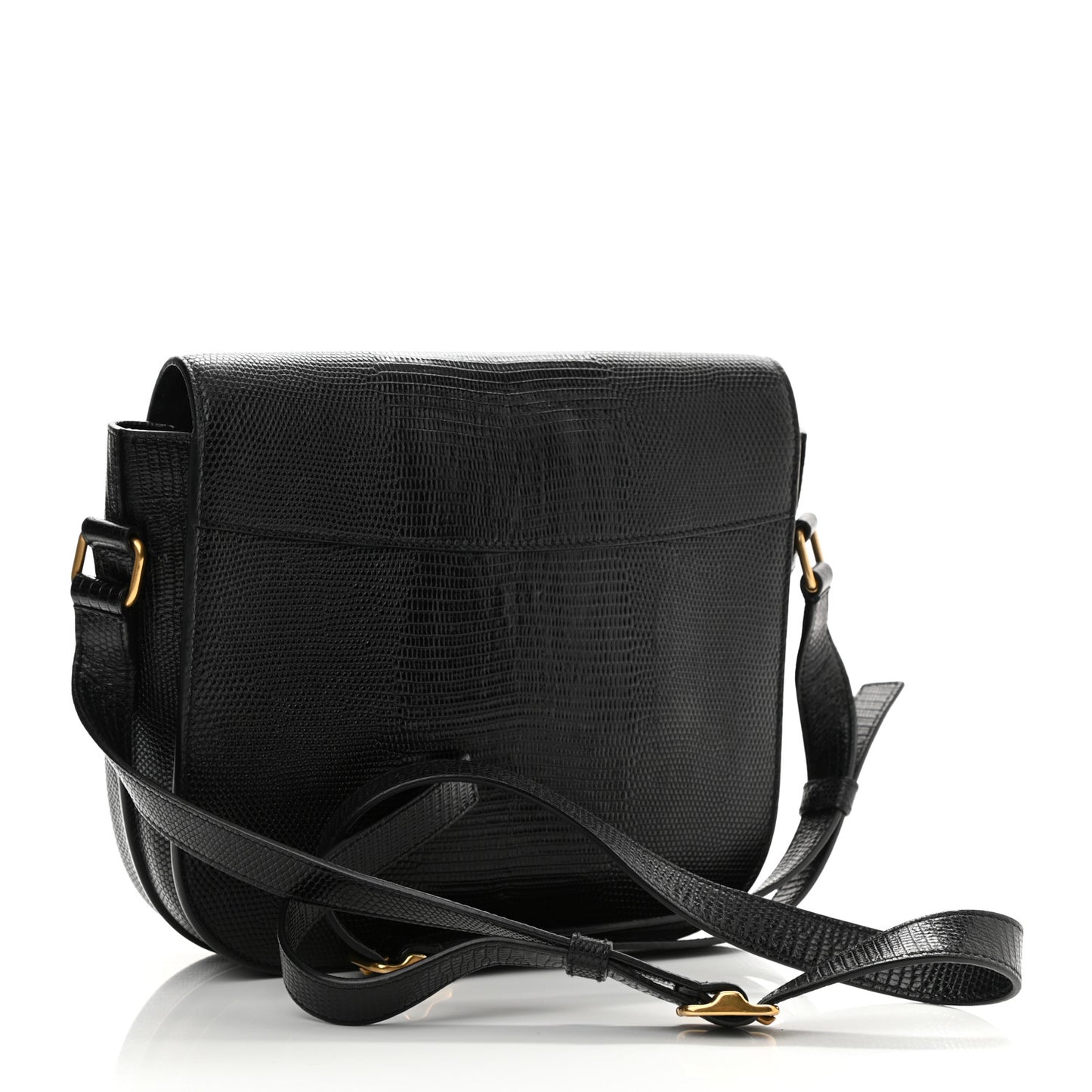 Lizard Calfskin Embossed Betty Messenger Black