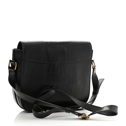 Saint Laurent Lizard Calfskin Embossed Betty Messenger Black 2 of 8