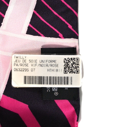 Hermes Silk Jeu de Soie Uniforme Twilly Rose Vif Black Rose 3 of 4