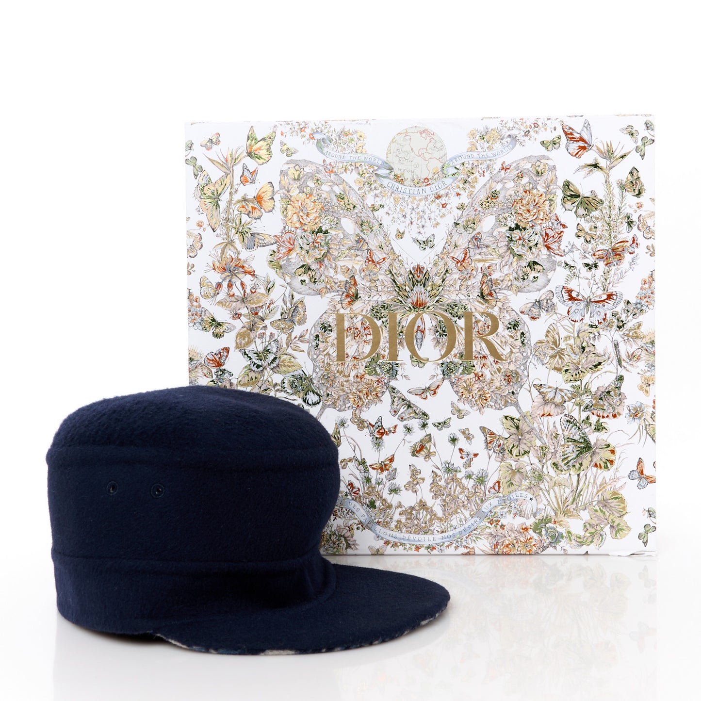 Wool Oblique Reversible Chic Military Cap 57 Blue