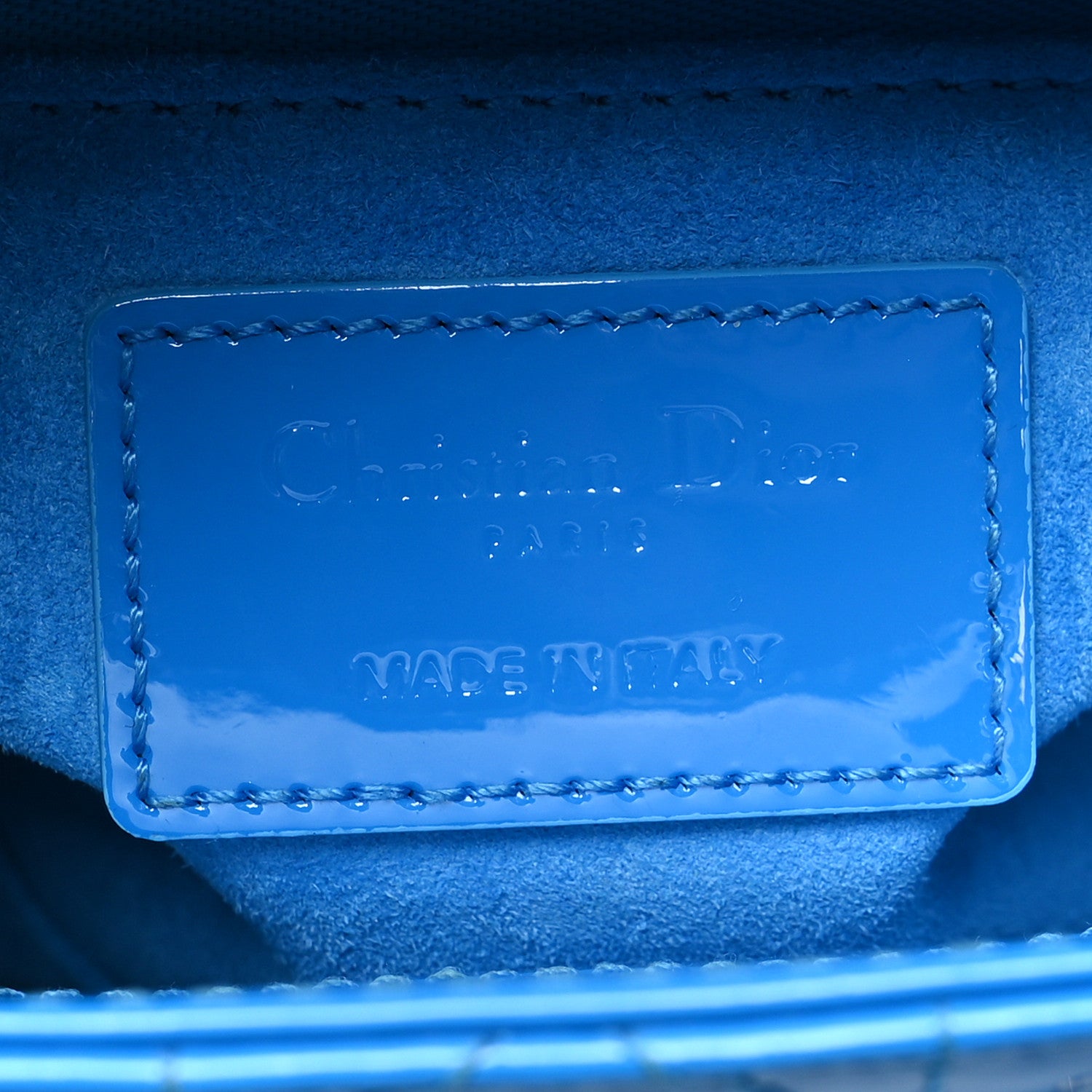 Christian Dior Patent Cannage Mini Lady Dior Blue 6 of 11