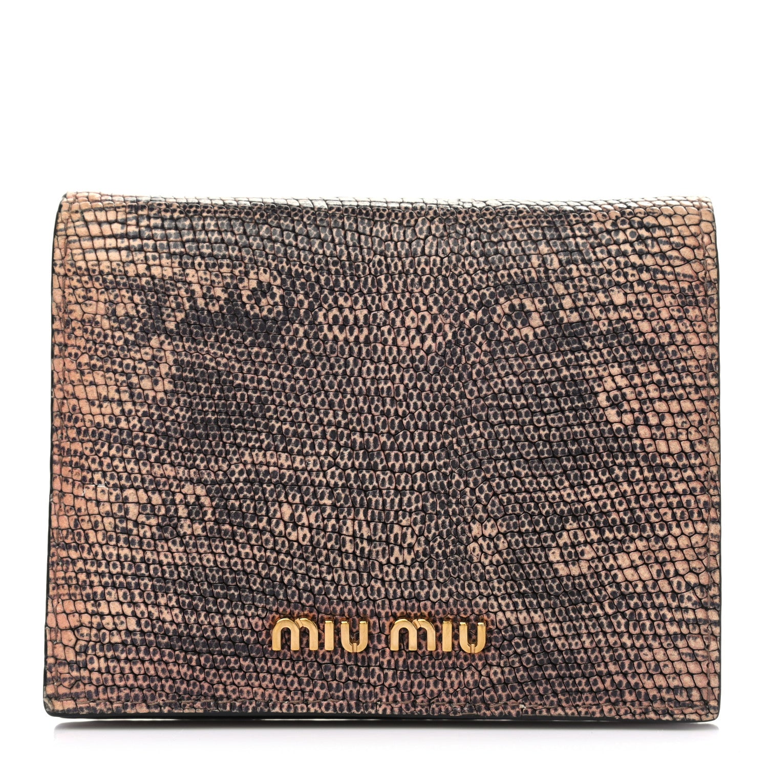 Miu Miu Lizard Embossed Goatskin Madras Cuori Compact Wallet Orchidea 1 of 8