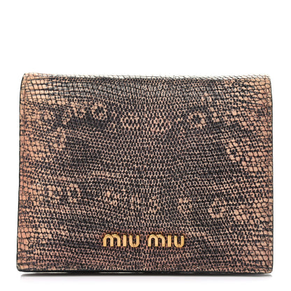 Miu Miu Lizard Embossed Goatskin Madras Cuori Compact Wallet Orchidea 1 of 8