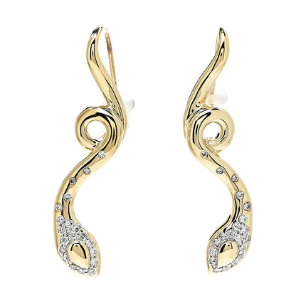 John Hardy 18K Yellow Gold Diamond Cobra Drop Earrings 1 of 4