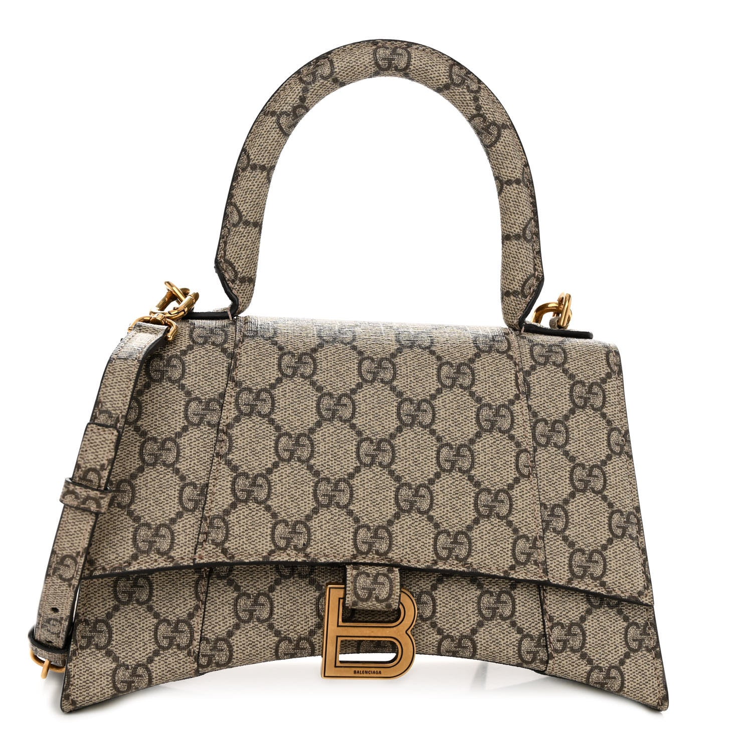 Balenciaga X GUCCI GG Supreme Monogram Small Hourglass Top Handle Bag Beige Ebony 1 of 9