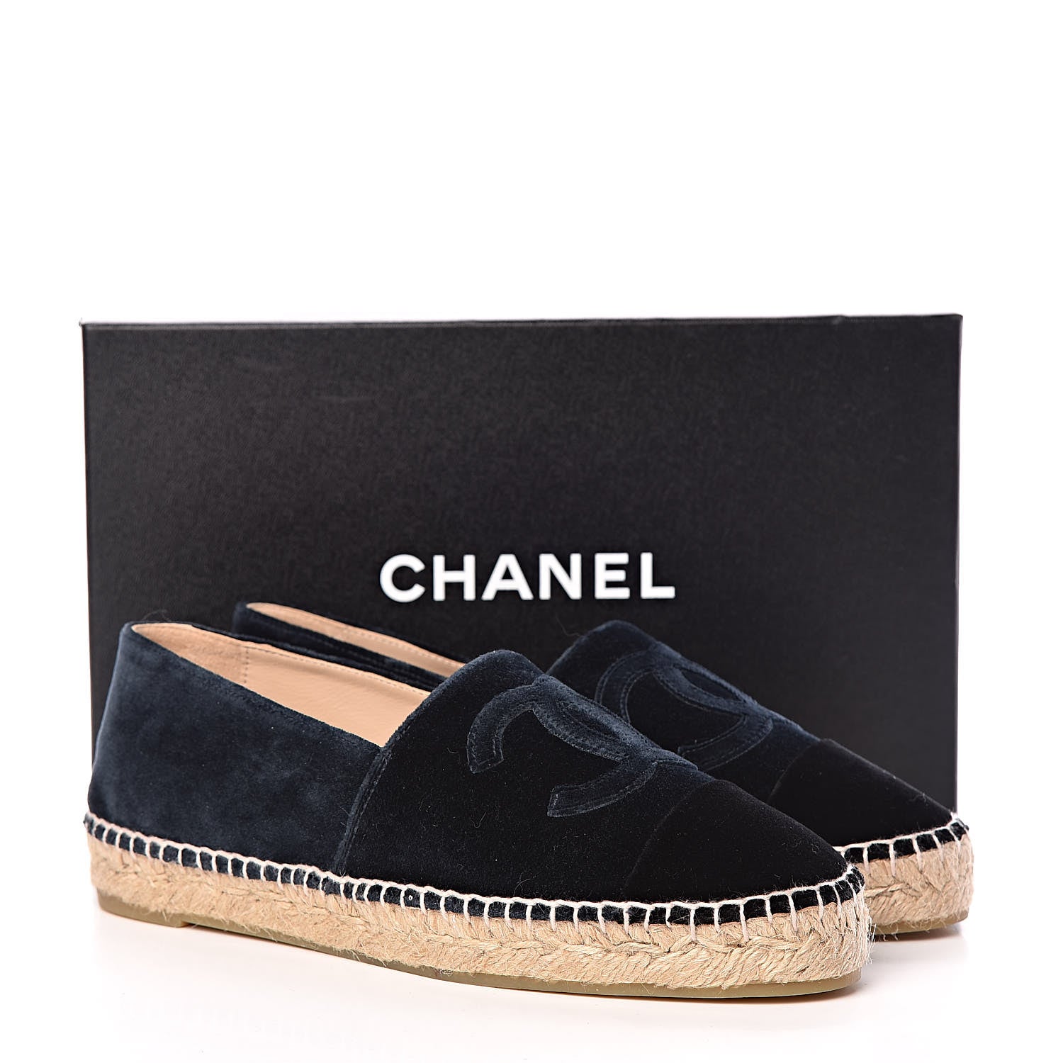 Chanel Velvet Logo Espadrilles 39 Blue Black 10 of 10