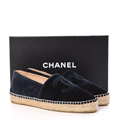 Chanel Velvet Logo Espadrilles 39 Blue Black 10 of 10