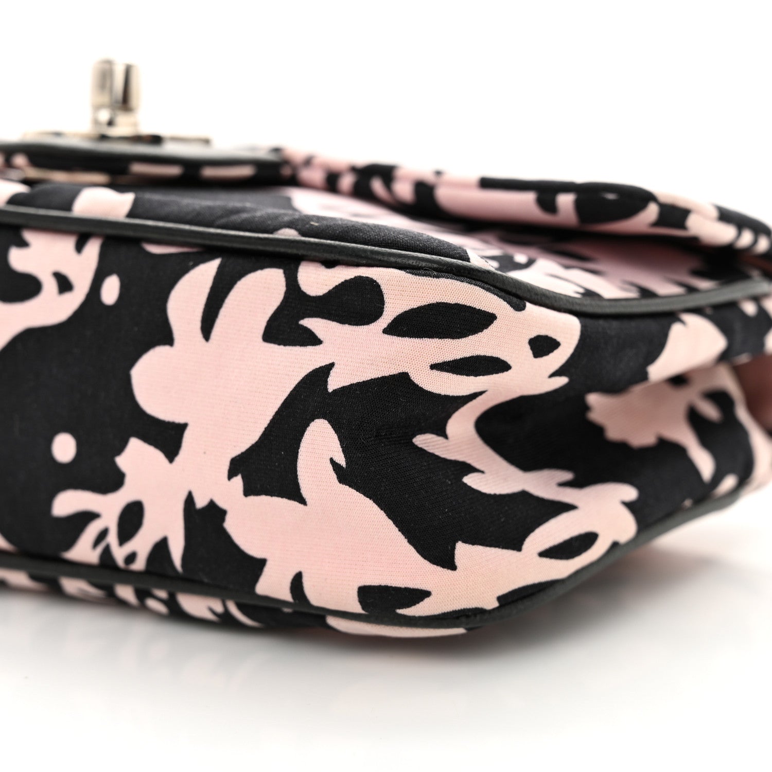 Chanel Printed Fabric Mini Rectangular Flap Black Pink 10 of 10