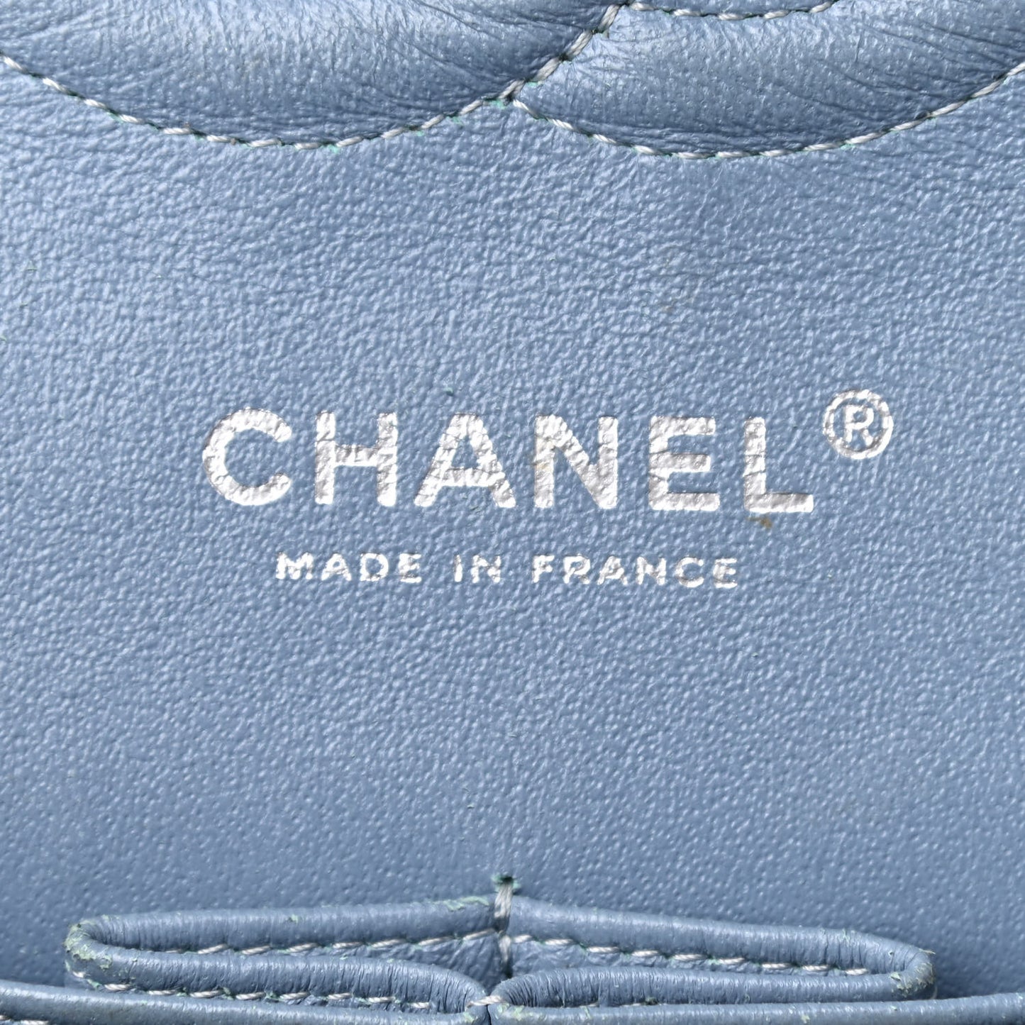 Patent Calfskin Quilted Medium Double Flap Turquoise