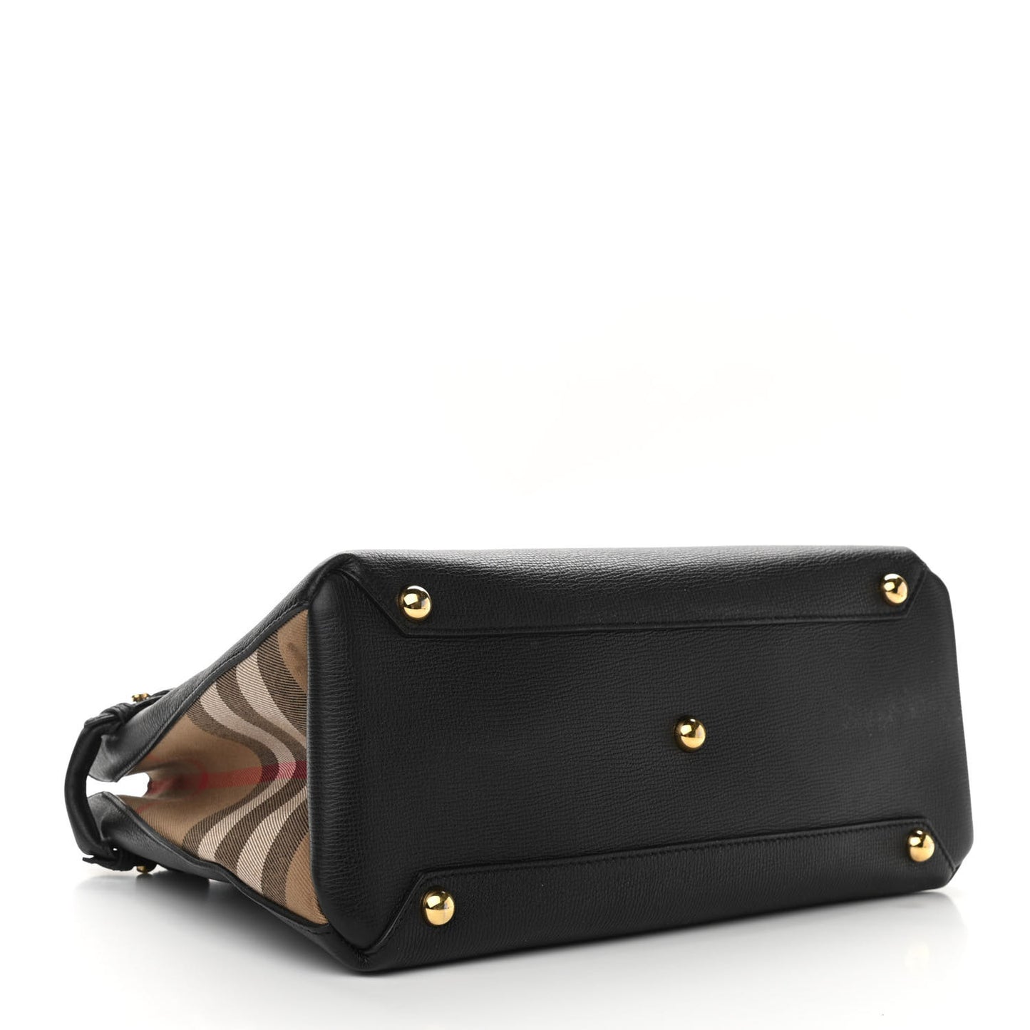 Grainy Calfskin House Check Medium Banner Tote Black