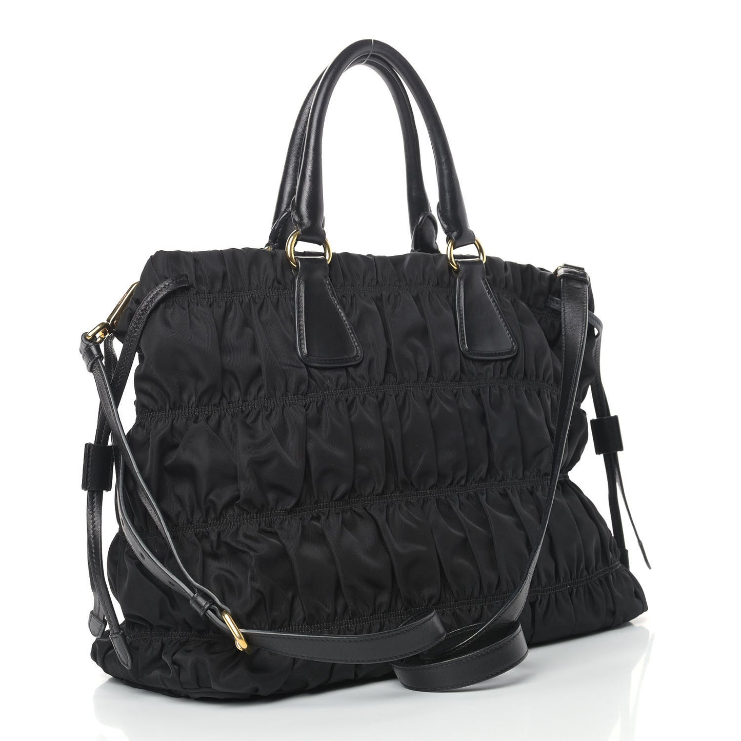Tessuto Nylon Gaufre Drawstring Tote Black
