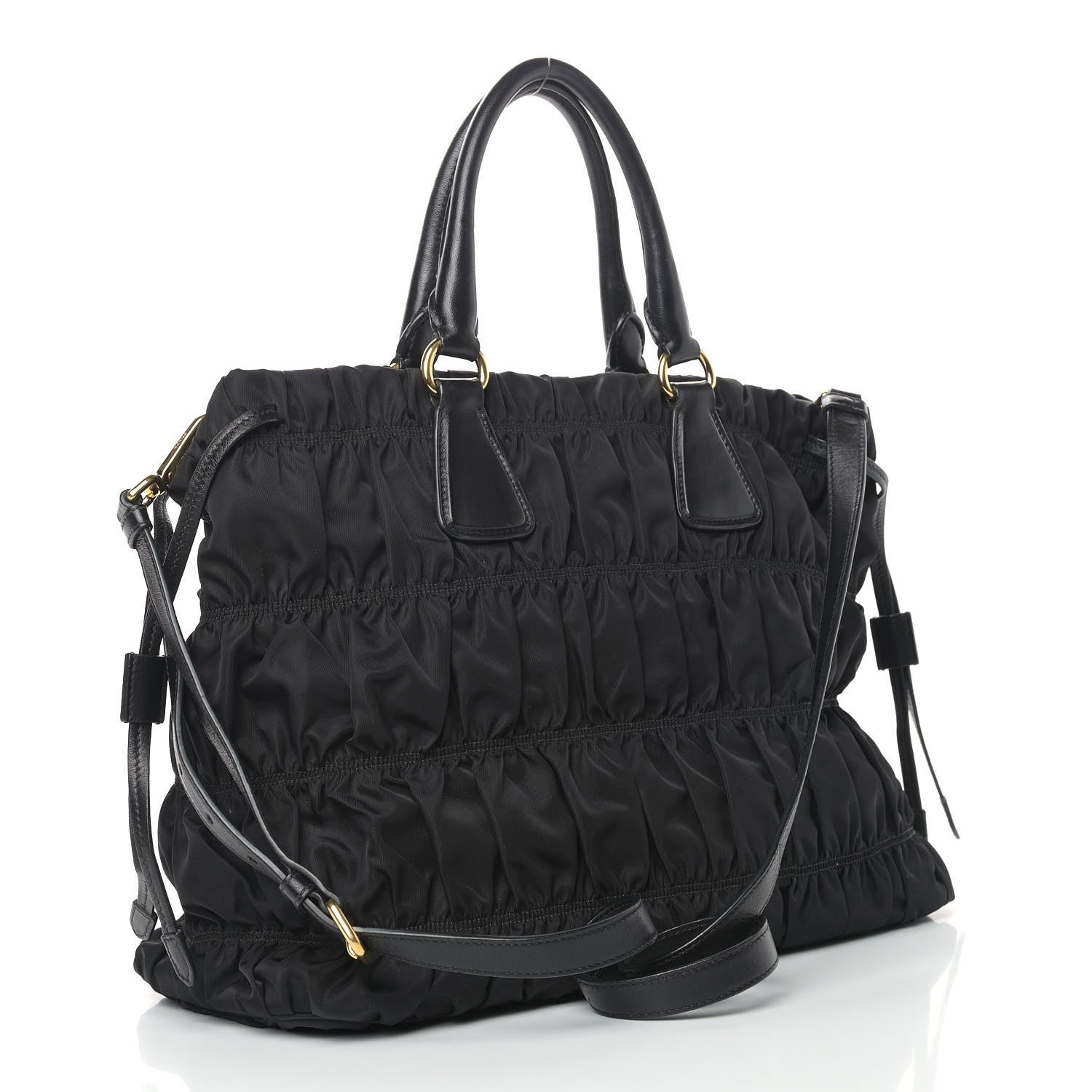 Prada Tessuto Nylon Gaufre Drawstring Tote Black 3 of 11