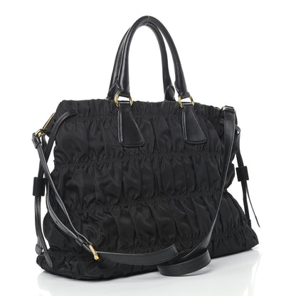 Prada Tessuto Nylon Gaufre Drawstring Tote Black 3 of 11