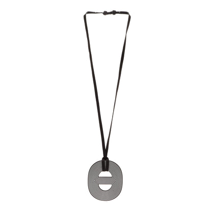 Hermes Lacquered Wood Fidelio Grave Necklace Black 4 of 5