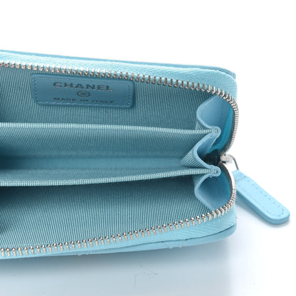 Chanel Lambskin Quilted Zip Around Coin Purse Wallet Neon Blue 5 of 10