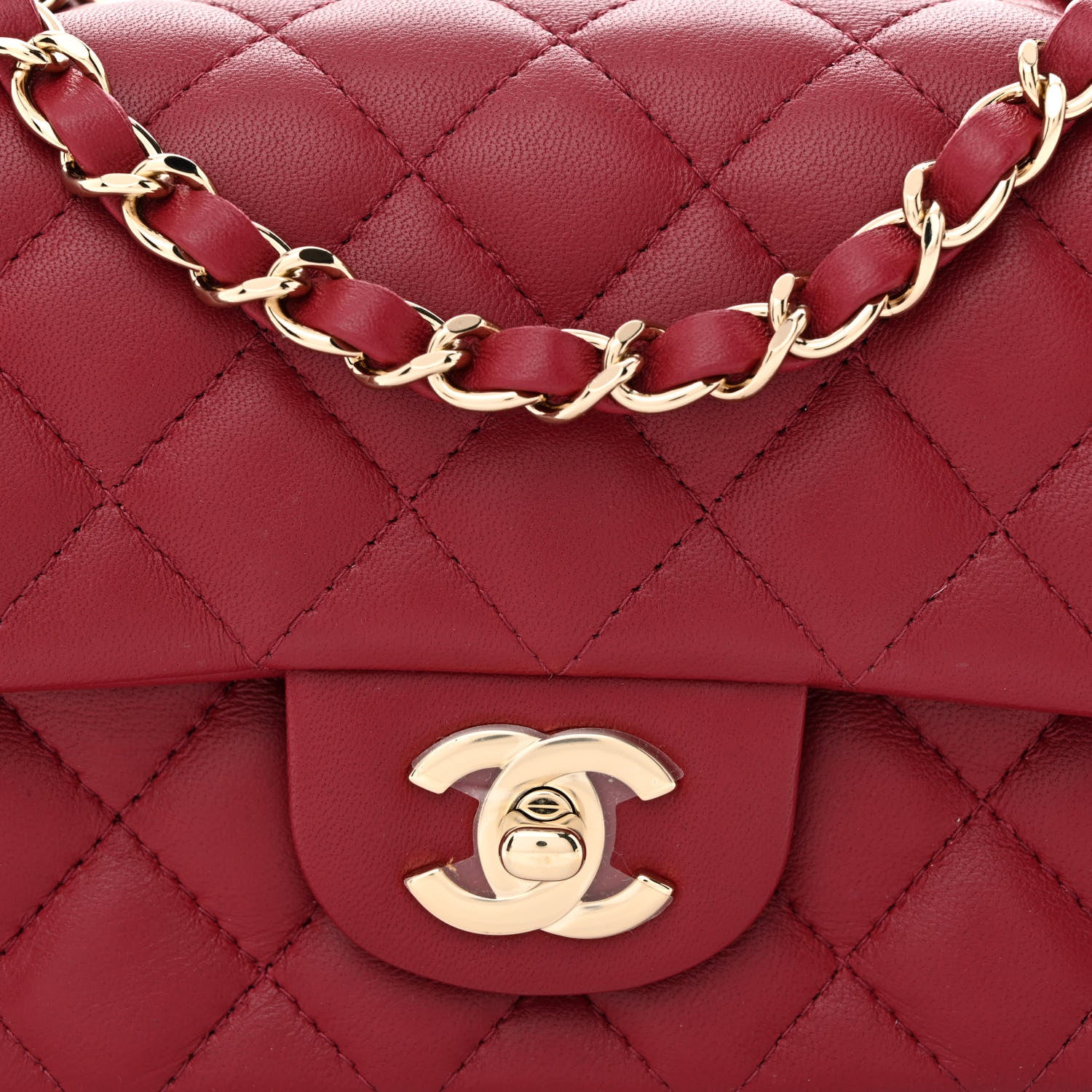 Chanel Lambskin Quilted Mini Rectangular Flap Burgundy 8 of 10