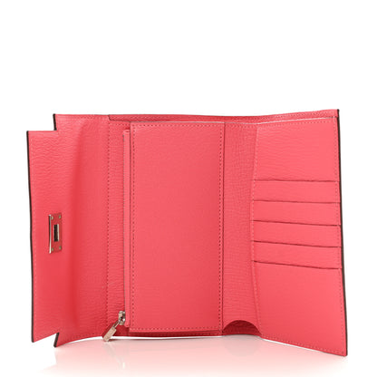 Hermes Chevre Mysore Kelly Medium Wallet Rose Lipstick 5 of 9