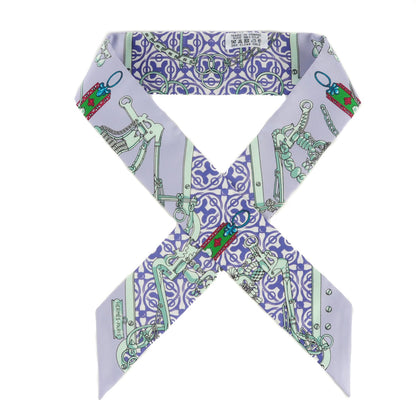 Hermes Silk Mors Et Gourmettes Remix Twilly Parme Vert Mauve 1 of 6