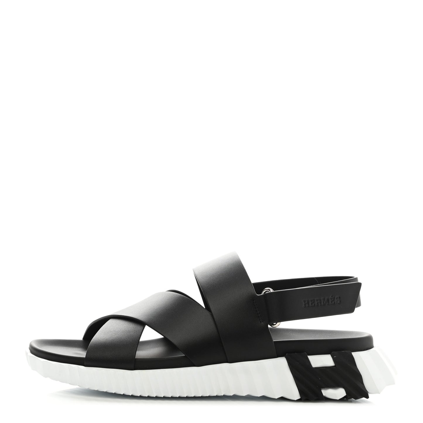 Calfskin Goatskin Mens Electric Sandals 43 Black White